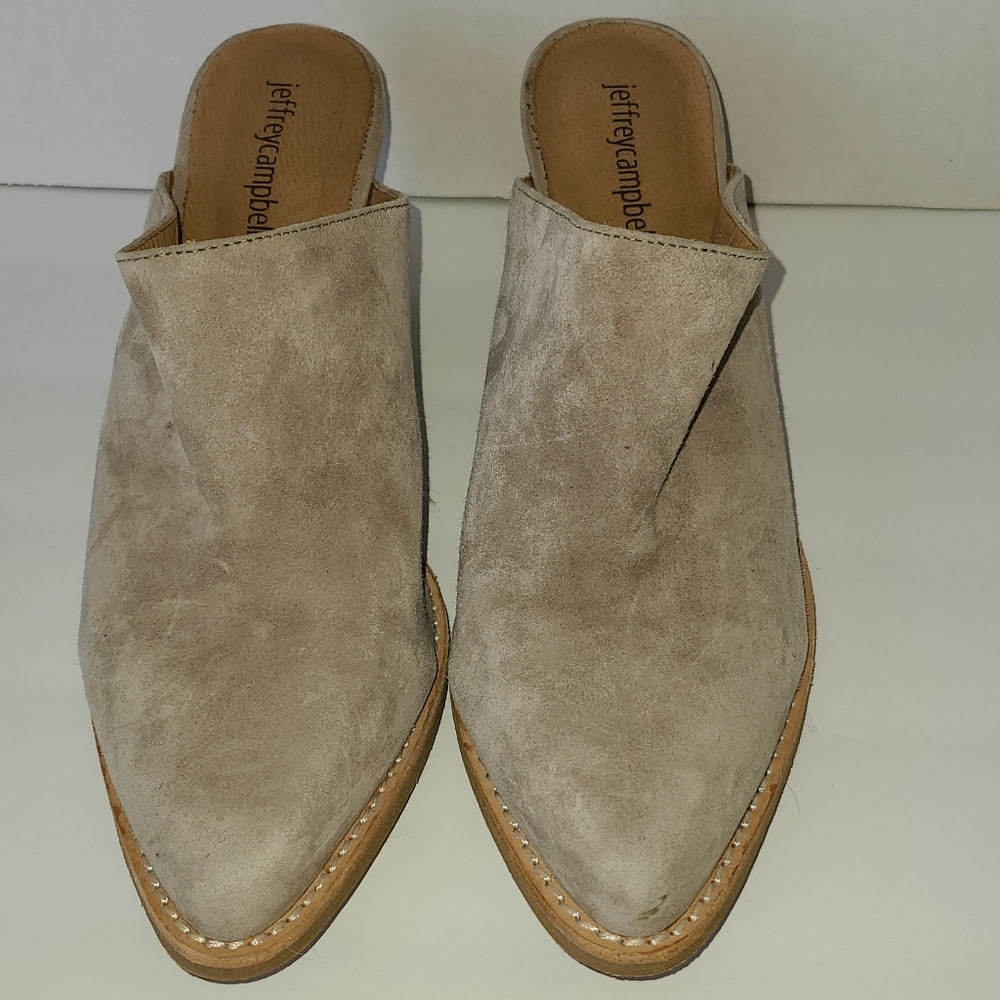 Jeffrey Campbell Beige Suede Mules